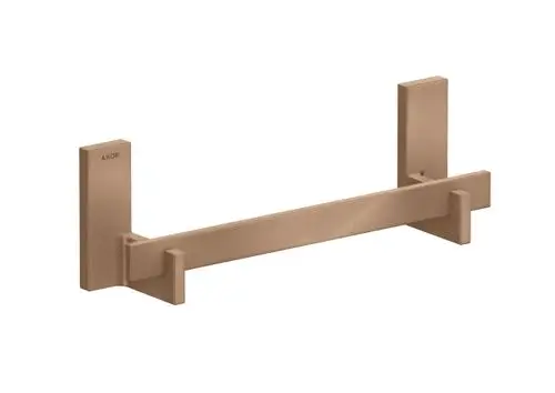 Brushed Red Gold Haltestange von AXOR in rechteckiger Form mit zwei senkrechten Befestigungselementen, geeignet zur Wandmontage.
